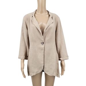 Click Linen Women's Beige Blazer Jacket  Neutral Minimalist